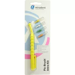 PIC BRUSH Intro Kit gul 1 håndtak + 4 børster, 1 p