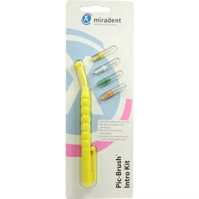 PIC BRUSH Intro Kit gul 1 håndtak + 4 børster, 1 p