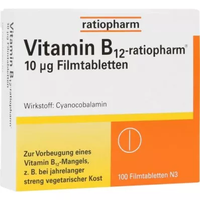 VITAMIN B12-RATIOPHARM 10 μg filmdrasjerte tabletter, 100 stk