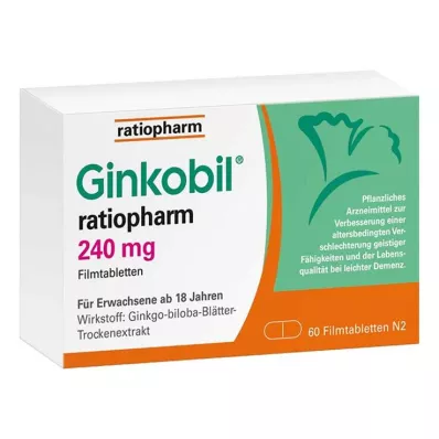 GINKOBIL-ratiopharm 240 mg filmdrasjerte tabletter, 60 stk GINKOBIL-ratiopharm 240 mg filmdrasjerte tabletter, 60 stk