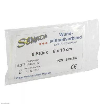 SENADA Quick sårbandasje 6x10 cm, 8 stk SENADA Quick sårbandasje 6x10 cm, 8 stk