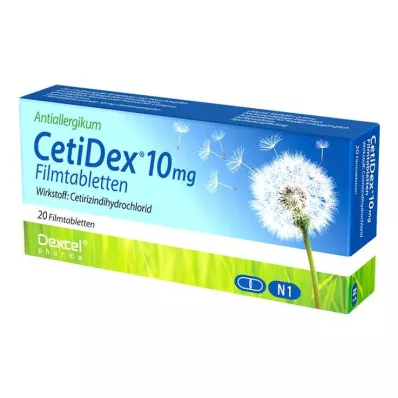 CETIDEX 10 mg filmdrasjerte tabletter, 20 stk CETIDEX 10 mg filmdrasjerte tabletter, 20 stk