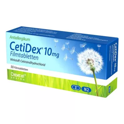 CETIDEX 10 mg filmdrasjerte tabletter, 50 stk CETIDEX 10 mg filmdrasjerte tabletter, 50 stk