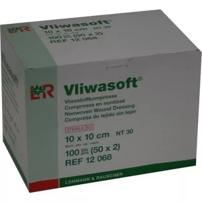 VLIWASOFT Ikke-vevde kompresser 10x10 cm sterile 6 l., 50X2 stk