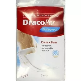 DRACOPOR vanntett sårbandasje 8x15 cm steril, 5 stk