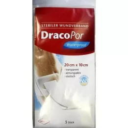 DRACOPOR vanntett sårbandasje 10x20 cm steril, 5 stk