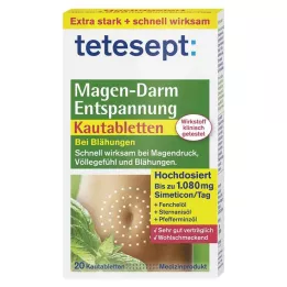 TETESEPT Tyggetabletter for avslapping av mage-tarmkanalen, 20 stk