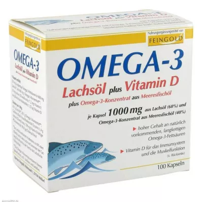 OMEGA-3 LACHSÖL pluss Vit.D pluss Omega-3 konc.cps. 100 stk OMEGA-3 LACHSÖL pluss Vit.D pluss Omega-3 konc.cps. 100 stk