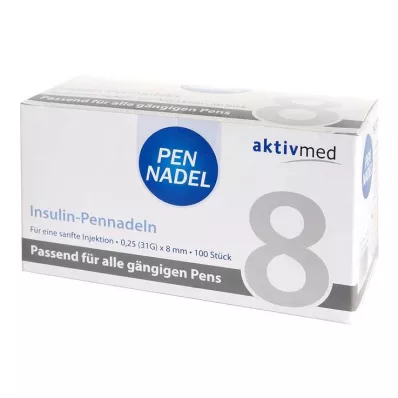 Pennål universal 8 kanyler 0,26x8 mm, 100 stk Pennål universal 8 kanyler 0,26x8 mm, 100 stk