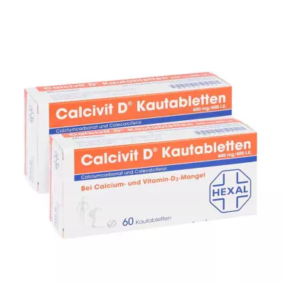 Calcivit D tyggetabletter 600mg/400 internasjonale enheter (120 stk)