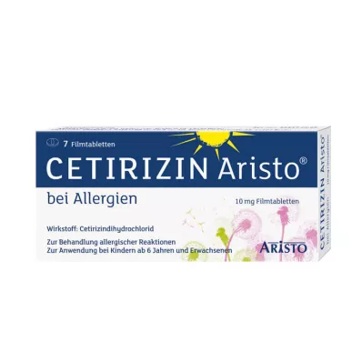 Cetirizine Aristo mot allergi 10 mg filmdrasjerte tabletter, 7 stk Cetirizine Aristo mot allergi 10 mg filmdrasjerte tabletter, 7 stk