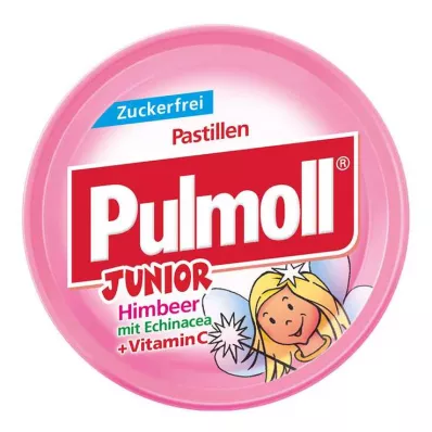 Pulmoll Junior bringebær med echinacea uten sukkergodteri, 50 g Pulmoll Junior bringebær med echinacea uten sukkergodteri, 50 g