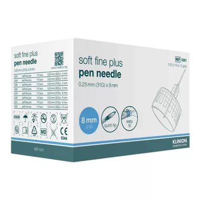 KLINION Soft fine plus pennenåler 0,25x8 mm 31 G, 110 stk KLINION Soft fine plus pennenåler 0,25x8 mm 31 G, 110 stk