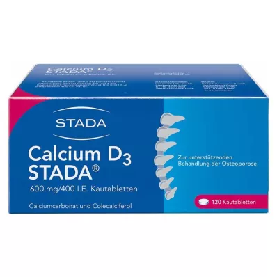 CALCIUM D3 STADA 600 mg/400 IE Tyggetabletter, 120 stk CALCIUM D3 STADA 600 mg/400 IE Tyggetabletter, 120 stk