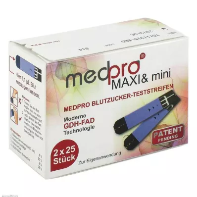 MEDPRO Maxi & mini blodsukkerstrimler, 2X25 stk MEDPRO Maxi & mini blodsukkerstrimler, 2X25 stk
