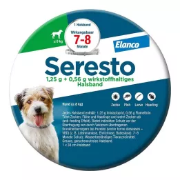 SERESTO 1,25g + 0,56g Halsbånd for hunder opp til 8 kg, 1 stk