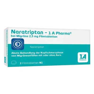 NARATRIPTAN-1A Pharma for migrene 2,5 mg filmdrasjerte tabletter, 2 stk