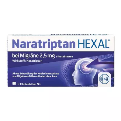 Naratriptan Hexal mot migrene 2,5 mg filmdrasjerte tabletter, 2 stk