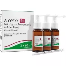 ALOPEXY 5 % oppløsning til påføring på huden, 3X60 ml