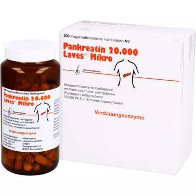 PANKREATIN 20 000 Laves Micro magsaftresistente harde kapsler, 200 stk