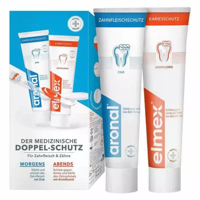 ARONAL/ELMEX Tannkrem med dobbel beskyttelse, 2X75 ml