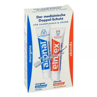 Aronal og Elmex Mini dobbel beskyttelse tannkrem, 2X12 ml Aronal og Elmex Mini dobbel beskyttelse tannkrem, 2X12 ml