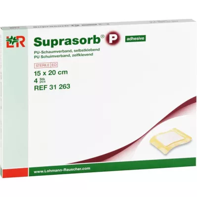 SUPRASORB P PU-Skum v.selvklebende 15x20 cm, 4 stk