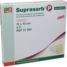 SUPRASORB P PU-Skum v.non-adhesive 15x15 cm, 4 stk