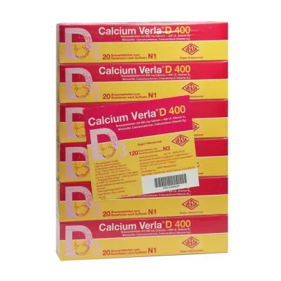 CALCIUM VERLA D 400 brusetabletter, 120 stk CALCIUM VERLA D 400 brusetabletter, 120 stk