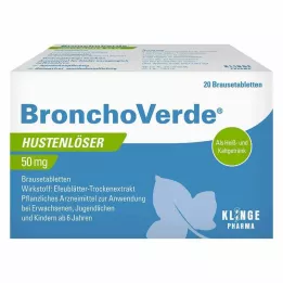 BRONCHOVERDE Hostestillende slimløsende 50 mg brusetabletter, 20 stk