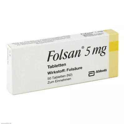 FOLSAN 5 mg tabletter, 50 stk