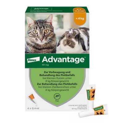 ADVANTAGE 40 mg oppløsning til små katter/små kjæledyrkaniner, 4X0,4 ml ADVANTAGE 40 mg oppløsning til små katter/små kjæledyrkaniner, 4X0,4 ml