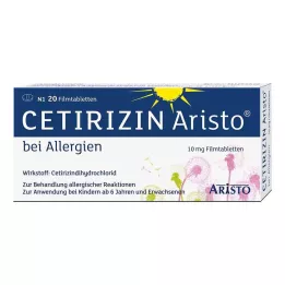 CETIRIZIN Aristo mot allergi 10 mg filmdrasjerte tabletter, 20 stk