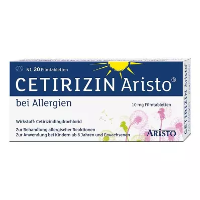 CETIRIZIN Aristo mot allergi 10 mg filmdrasjerte tabletter, 20 stk