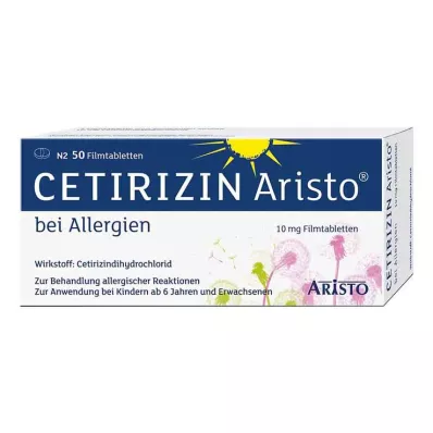 Cetirizine Aristo for allergier 10 mg filmdrasjerte tabletter, 50 stk Cetirizine Aristo for allergier 10 mg filmdrasjerte tabletter, 50 stk