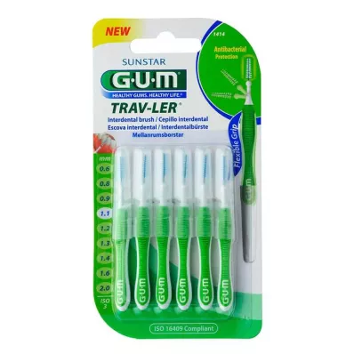 GUM Trav-Ler 1,1 mm grangrønn interdental + 6 kapsler, 6 stk