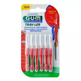 GUM TRAV-LER 0,8 mm stearinlys rød interdental+6kapper, 6 stk