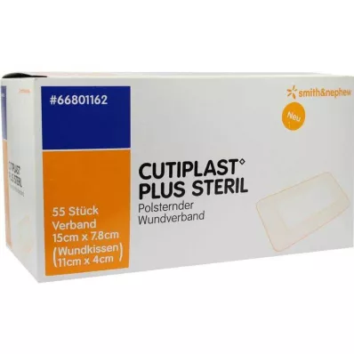 Cutiplast Plus steril 7,8x15 cm bandasje, 55 stk