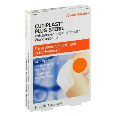 CUTIPLAST Plus steril 5x7 cm bandasje, 5 stk CUTIPLAST Plus steril 5x7 cm bandasje, 5 stk
