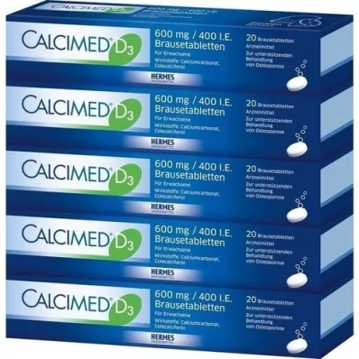 CALCIMED D3 600 mg/400 IE brusetabletter, 100 stk