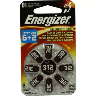 ENERGIZER Høreapparatbatteri 312, 8 stk