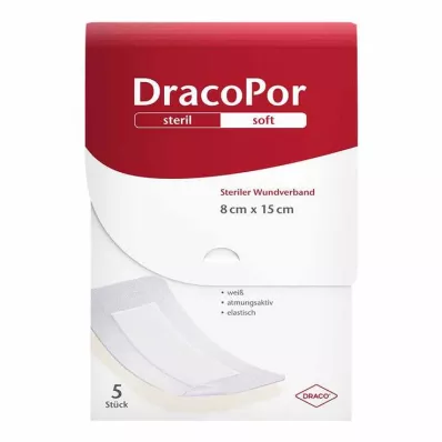 DRACOPOR Sårbandasje 8x15 cm steril, 5 stk DRACOPOR Sårbandasje 8x15 cm steril, 5 stk