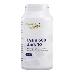 LYSIN 600 mg pluss sink 10 mg kapsler, 120 stk