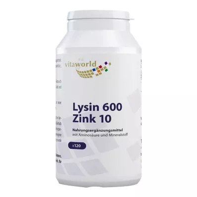 Lysin 600 mg pluss sink 10 mg kapsler, 120 stk