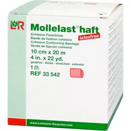 MOLLELAST selvklebende lateksfrie bandasjer 10 cmx20 m rød, 1 stk