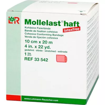 MOLLELAST selvklebende lateksfrie bandasjer 10 cmx20 m rød, 1 stk