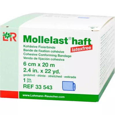 MOLLELAST selvklebende bandasjer lateksfrie 6 cmx20 m blå, 1 stk