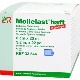 MOLLELAST selvklebende lateksfrie bandasjer 8 cmx20 m blå, 1 stk