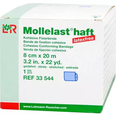 MOLLELAST selvklebende lateksfrie bandasjer 8 cmx20 m blå, 1 stk