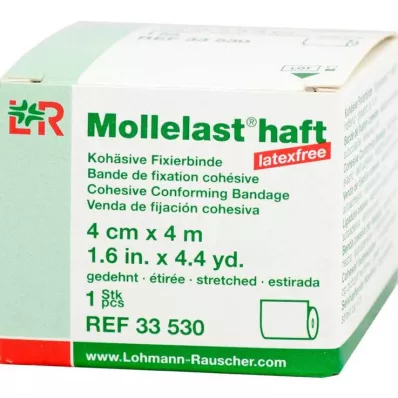 MOLLELAST selvklebende lateksfrie bandasjer 4 cmx4 m hvit, 1 stk